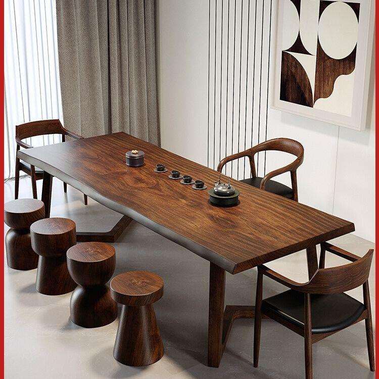 新中式实木茶桌家用客厅泡茶桌简约原木大板茶台办公室茶桌椅整套