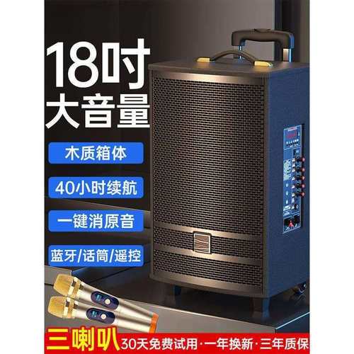 ，广场舞音响音箱k歌演出无线室户外移动唱歌一体机大功率蓝