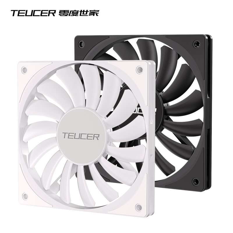 TEUCER 12012薄扇台式电脑机箱风扇黑色15mm厚温控静音CPU散热器