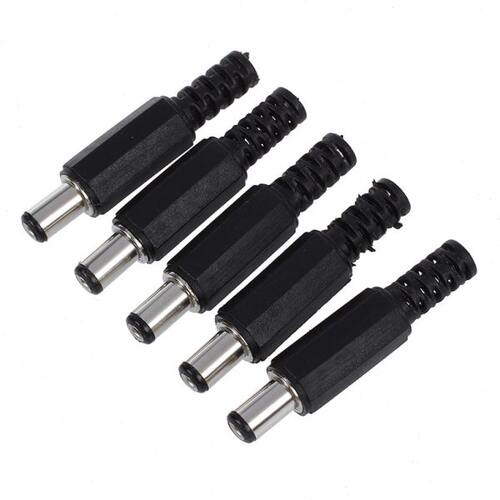 SODIAL(R) 5 Pcs Black 2.1Mm X 5.5Mm DC Power Male Plug Jack