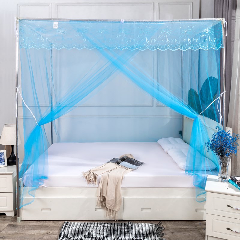 单门家用蚊帐传统老式床穿杆式方顶防尘顶1.2米1.5m1.35m1.Z6m1.8