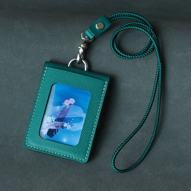 真皮手工挂脖工作牌胸牌卡u套校牌厂牌套高级感饭卡工作证工卡挂