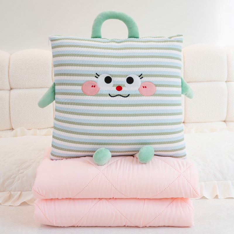 新款多巴胺凉感抱枕被子两用办公室午睡J毯枕头车载折叠二合一靠