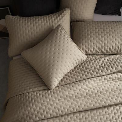 厂家直供水洗棉米粒纹床盖三件套纯色简约加厚四季通用床品套件