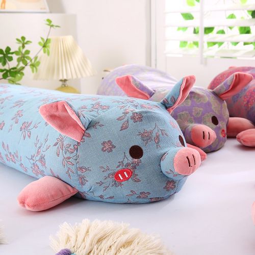 可拆洗A类母婴全棉双q层纱猪猪玩偶睡觉抱枕女生侧睡夹腿长条靠枕