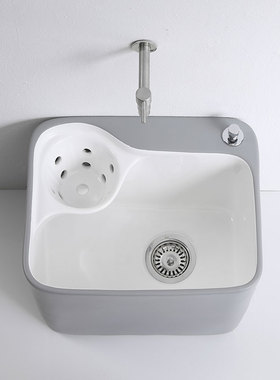 JOMOW灰色h拖把池带沥水篮陶瓷家用卫生间拖布池阳台墩布池地拖桶