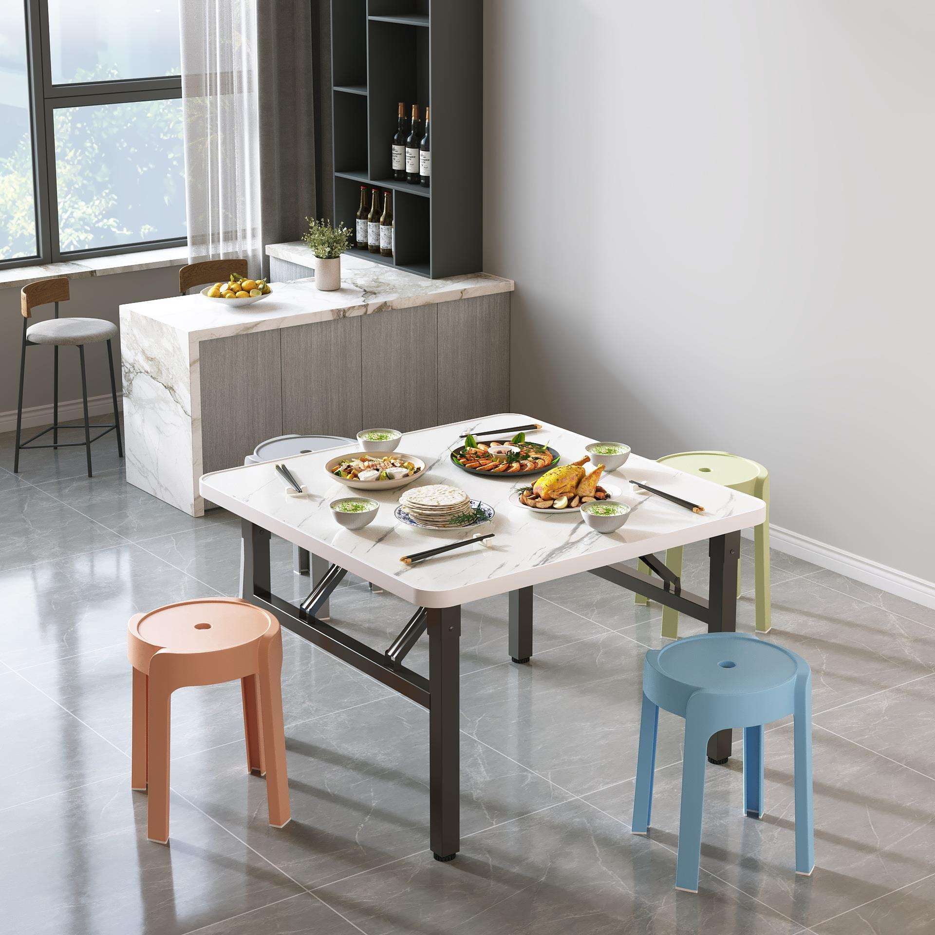 折叠桌子小户型四方桌子矮桌正方形便携式出租房小方桌简易摆摊桌