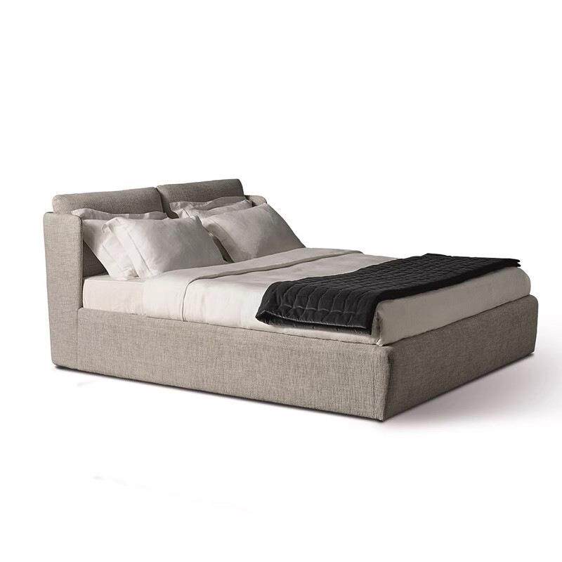 意式极简Kira布艺床现代简约主卧1.8米双人床设计师别墅棉麻床