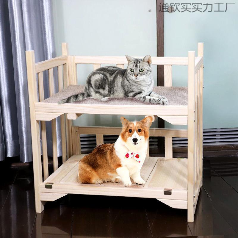 狗床猫床上下双层实木床四季通用猫窝上下铺宠物专用耐脏小型猫狗