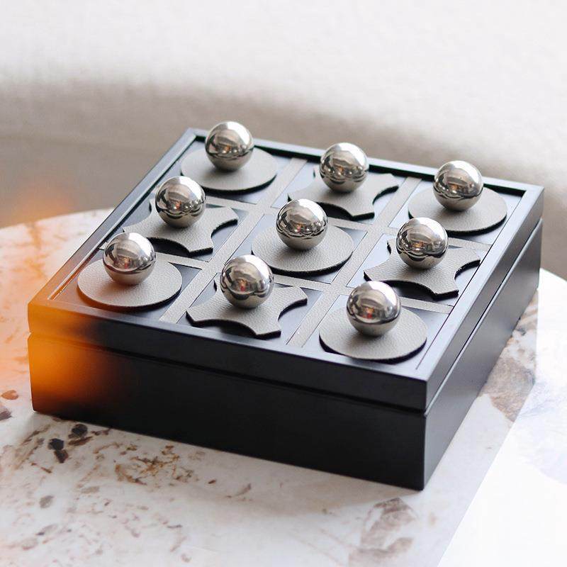 现代轻奢金属皮革样板间售楼处磨砂九宫格棋盘软装饰品收纳盒摆件,家居饰品,装饰摆件,淘宝优惠券,粉丝福利购,淘宝优惠卷