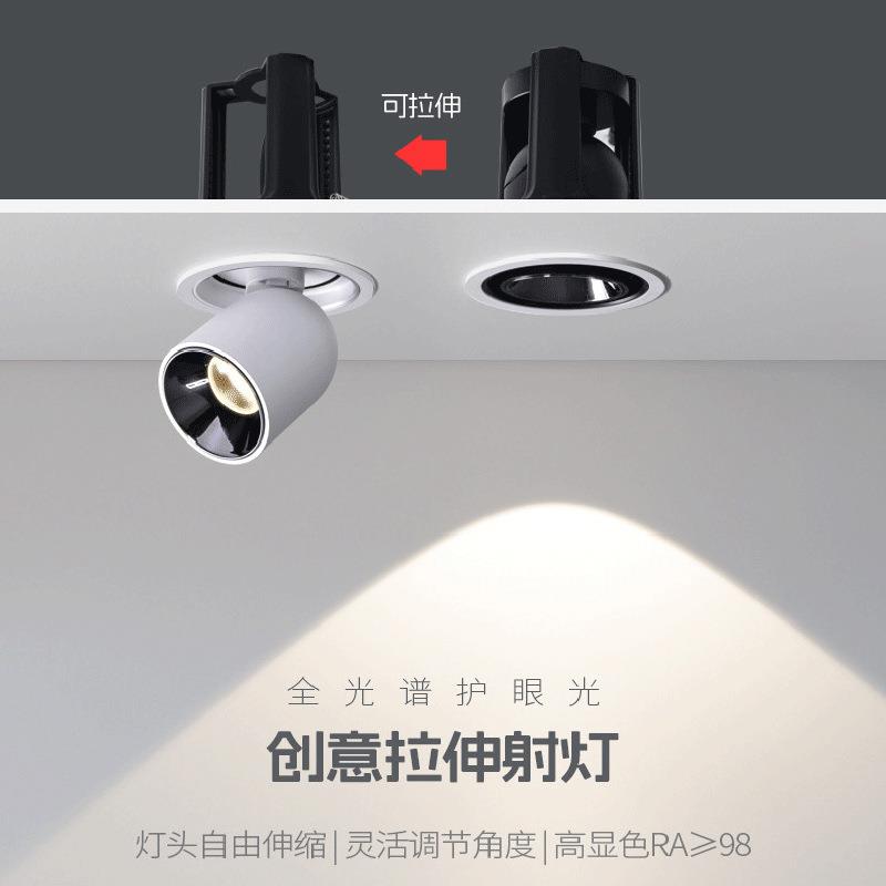 LED拉伸可调玄关调角象鼻伸缩射灯角度聚光灯嵌入家用小山丘射灯