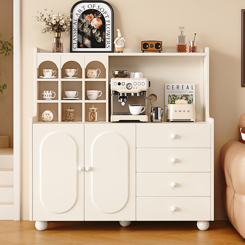 实木餐边柜靠墙一体储物柜客厅置物柜家用小橱柜轻奢茶水微波炉柜