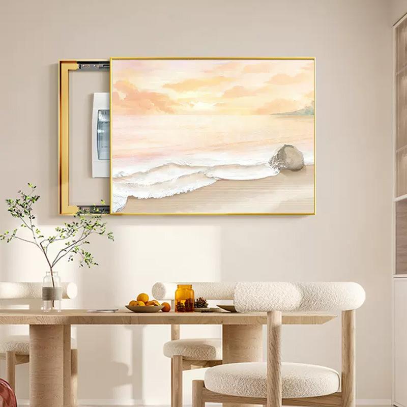 奶油风大海风景电表箱装饰画餐厅配电箱开关盒弱电箱装饰遮挡挂画