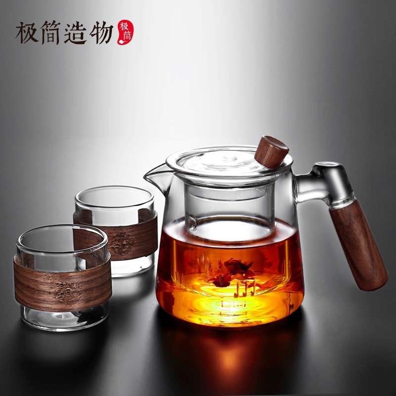 玻璃泡茶壶家用耐高温滤网内置茶水分离单壶沏煮茶器现代简约茶具
