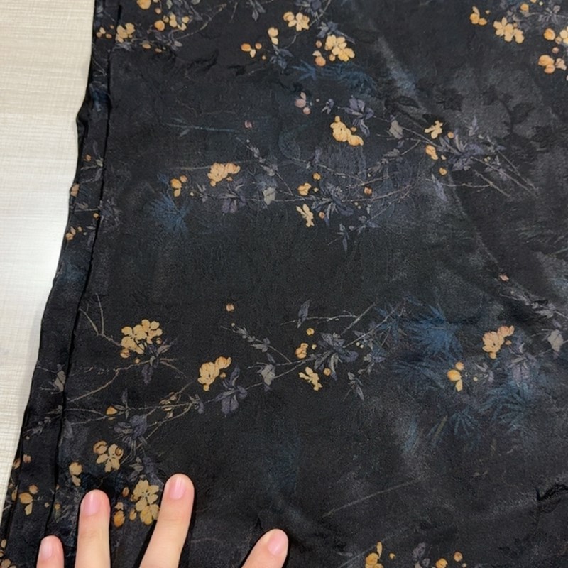 155元/米 p全真丝透孔花罗红云纱面料布料