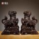 黑玄关檀木红木家居客厅酒柜麒麟摆件一对办公室装 饰质工艺品雕刻