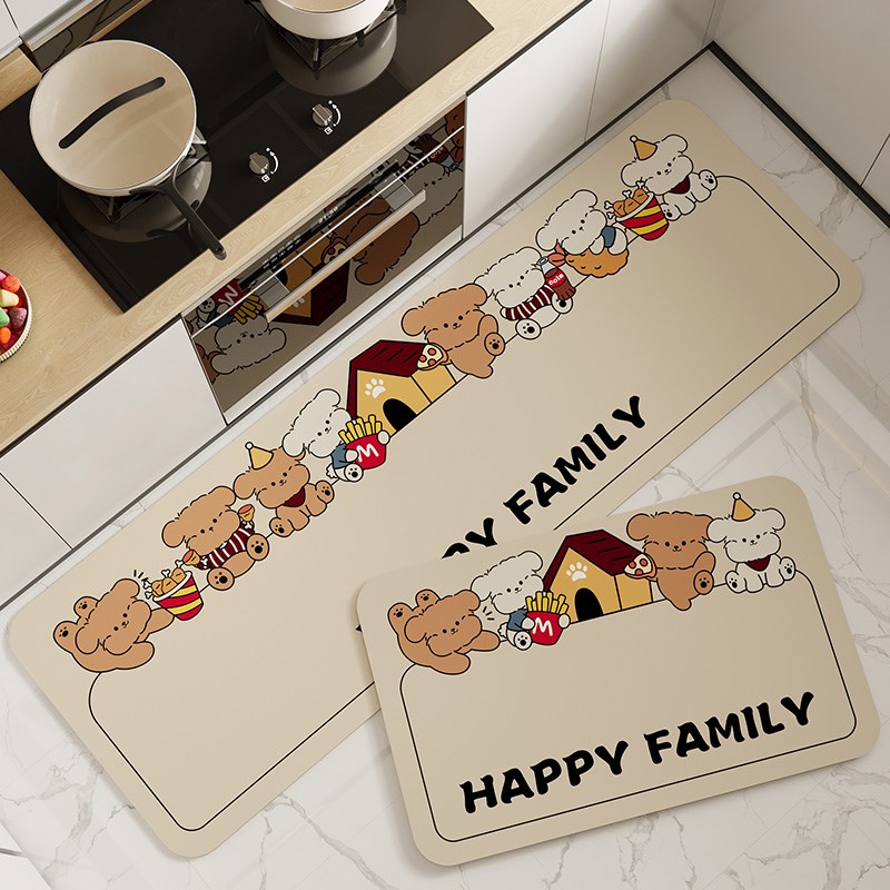 厨房防滑防油地垫可擦免洗卡通硅藻泥G吸水垫门口耐脏垫子防水地