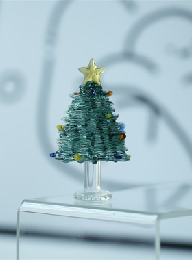 琉璃手作绕丝圣诞l树桌面摆件办公书桌氛围感装饰品情侣节生日礼