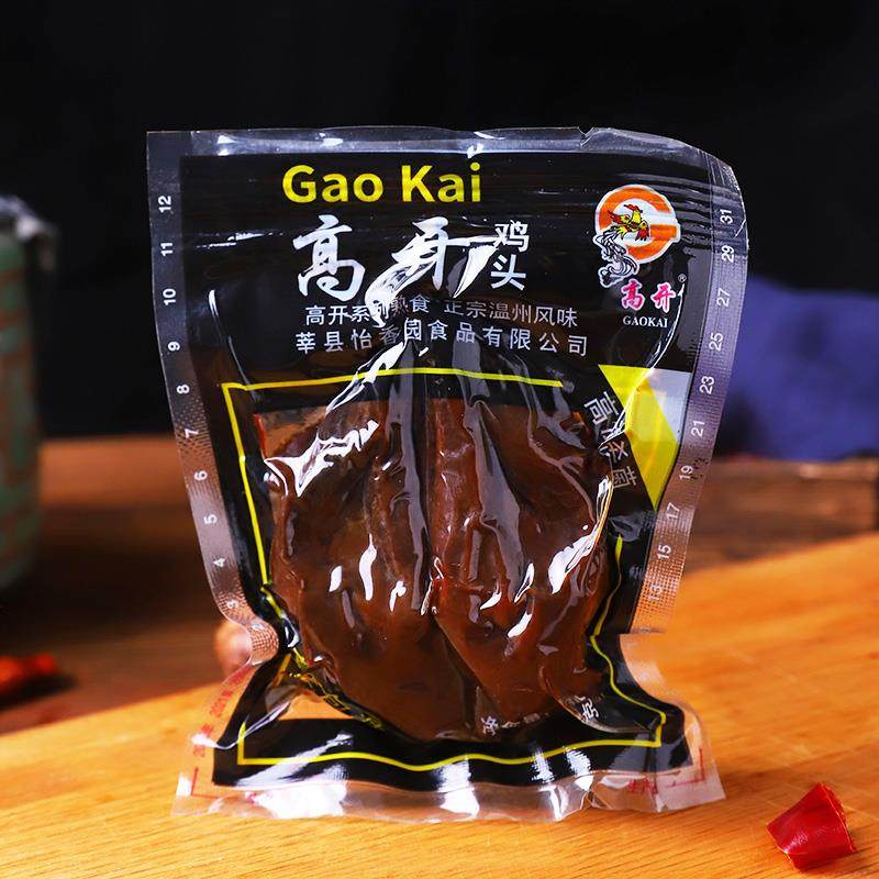 高开乡巴佬鸡头温州特产黑鸡肉黑鸡头童年的回忆鸡头酱卤乡巴佬