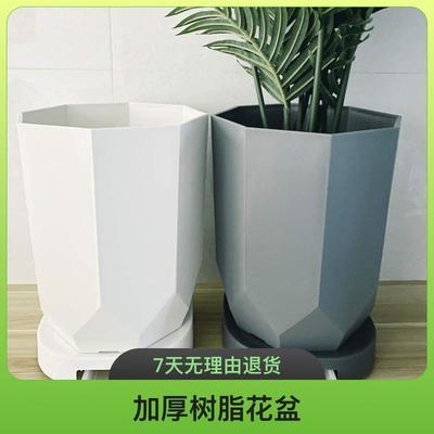 北欧风轻奢多边形花盆大口径加厚树脂花盆龙血树幸福树绿植专用盆
