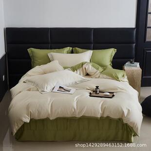 A类春夏款60支兰精天丝四件套轻奢纯色冰丝床单被套床笠1.8m床品