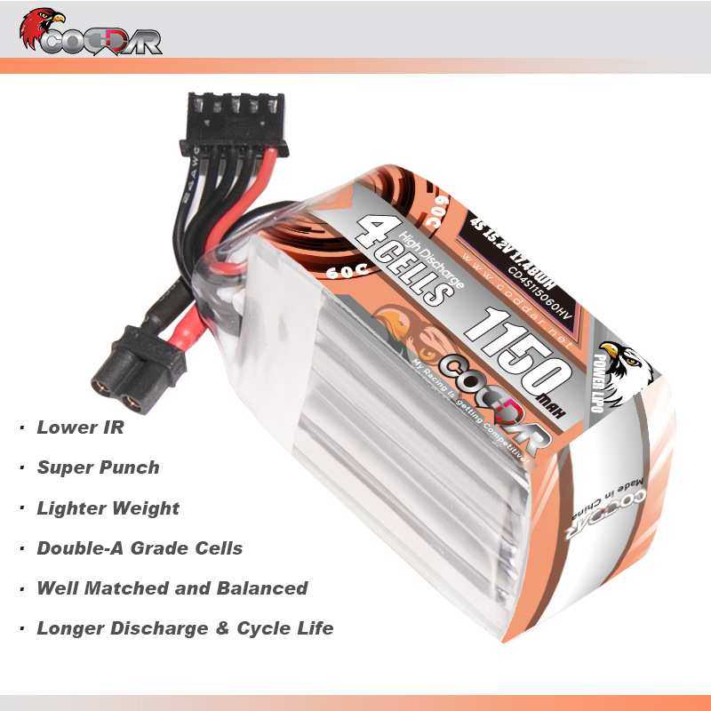 鹰氪CODDAR 1150MAH 4S 15.2V 60C HV长续航航模穿越机锂电池LIPO