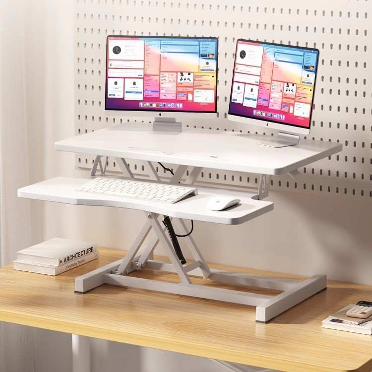 游戏办公多档升降桌面气动折叠台式电脑桌笔记本书桌增高站立支架
