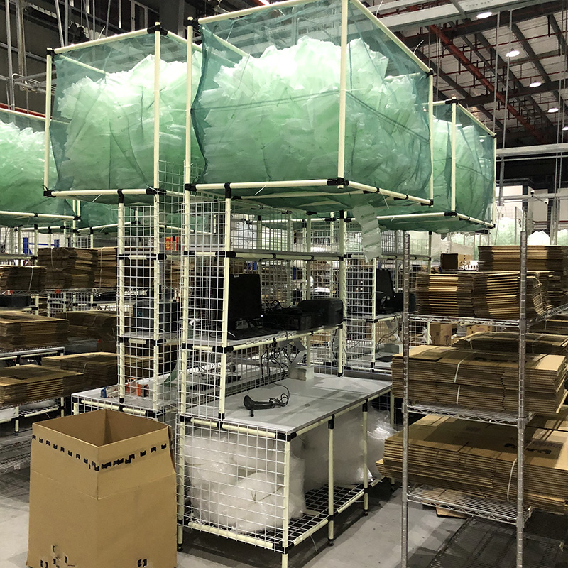 电商仓储线精益管塑胶管打包台操作包装分拣发货台可定制工作台