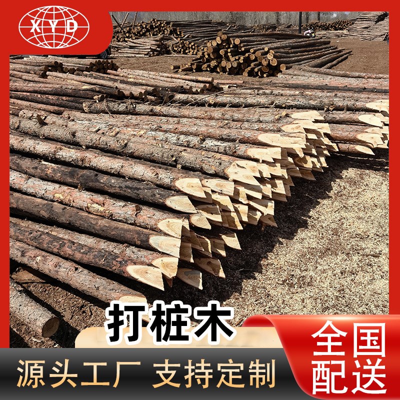 水利工程打桩木原木杉木桩防汛河道防腐打桩木桩厂家