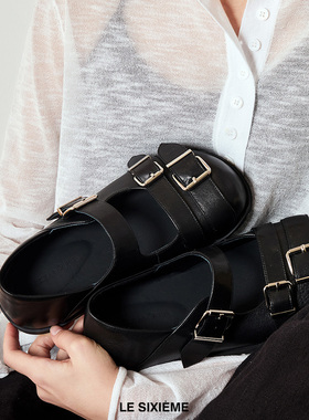 LE SIXIEMEmusika「豹痕锁印」复古一字带扣带风玛丽珍鞋单鞋Dove