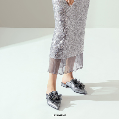LE SIXIEMEpatrizia rigotti「星尘博物馆」慵懒纯手工真丝穆勒拖