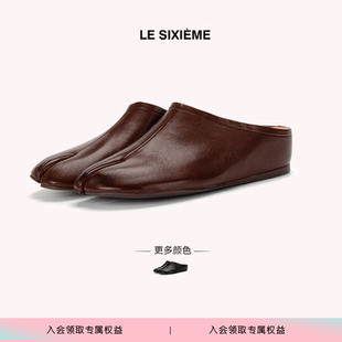 LE SIXIEMEmusika「斜坡剧场」老钱慵懒风分趾坡跟穆勒拖鞋Amelia