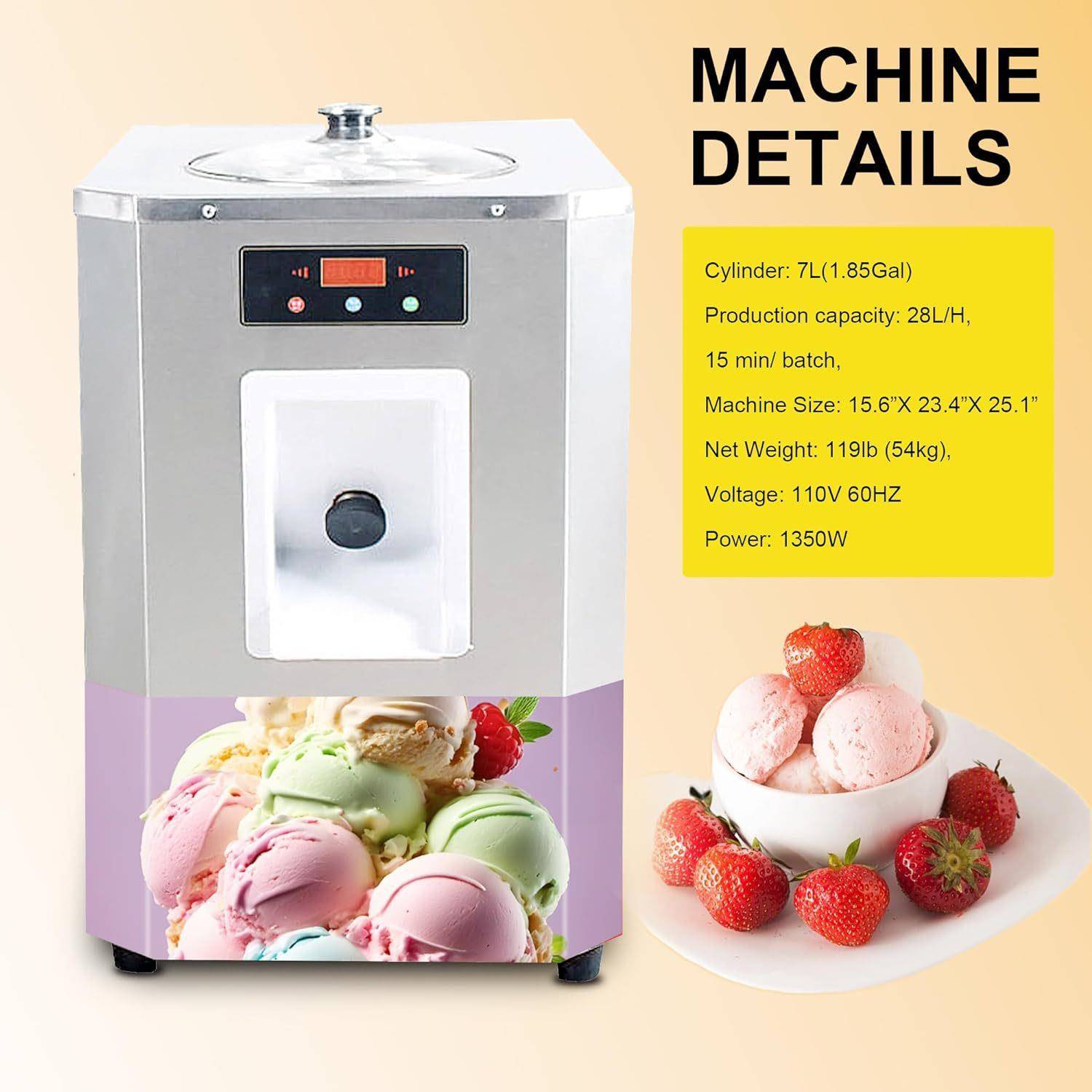 24L/H台式硬冰机全自动小型创业设备Gelato冰淇淋冰激凌机