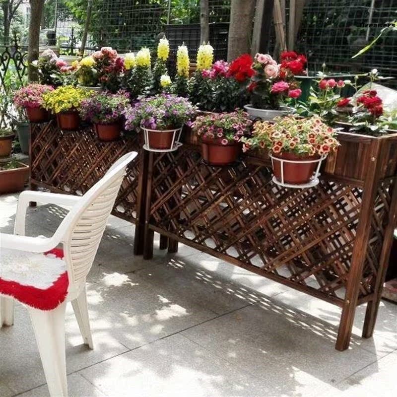 。隔断餐厅碳化阳台花盆防腐花架花盆室内室外实木烧烤隔断花架围