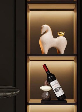 时来运转红酒架摆件现代客厅电视柜装饰品轻奢高档餐边柜家居饰品