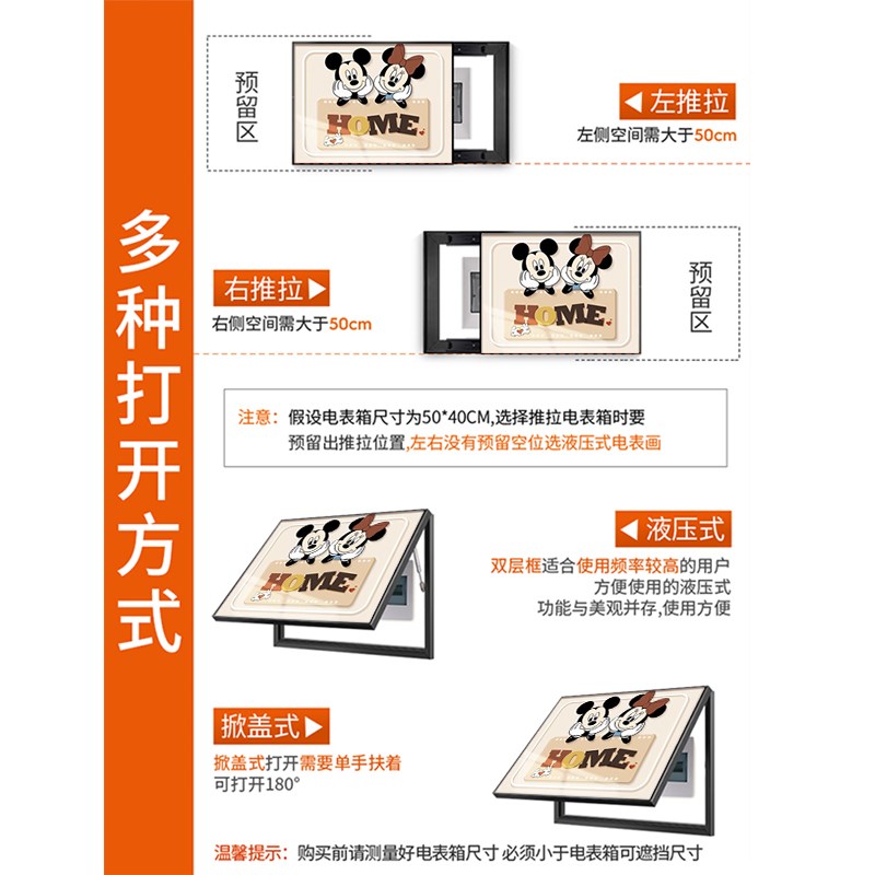 卡通米奇电表箱装饰画家用遮挡配电箱餐厅开关电源箱免打孔墙壁画图片