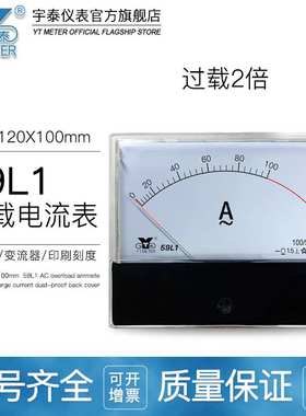 59L1交流2倍过载电流表50/75/100/200A/300/5A缓冲交流指针表ac