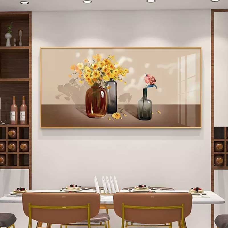 餐厅装饰画现代简约饭厅挂画北欧花卉酒杯厨房背景轻奢大气墙壁画图片