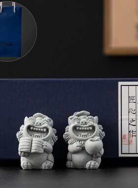 国潮可爱风狮爷石狮子小摆件家居客厅桌面工艺品装饰创意生日礼物