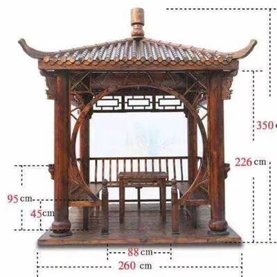 凉亭户外庭院实木新中式碳化防腐木四角亭子现代公园景区仿古别墅