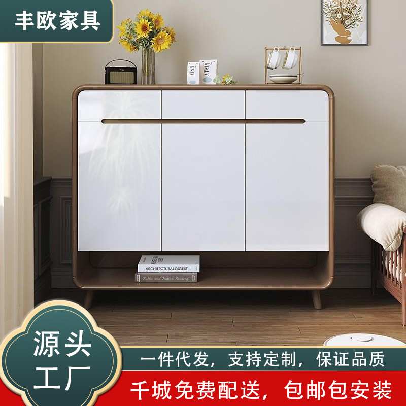 实木鞋柜家用门口玄关柜大容量放鞋柜储物柜对开门简约现代双门柜