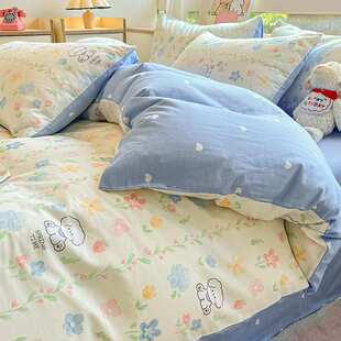 纯棉床上四件套100全棉2025新款床品床单被套宿舍三件套床笠4
