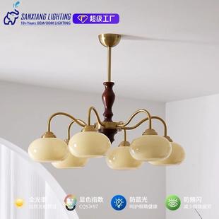 法式 复古风餐厅卧室柿子吊灯侘寂风中古vintage田园实木客厅灯具