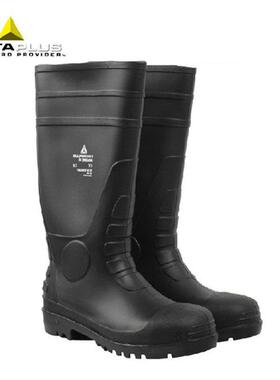 代尔塔 301407 PVC高帮防水防滑安全靴防砸防穿刺防酸碱劳保鞋