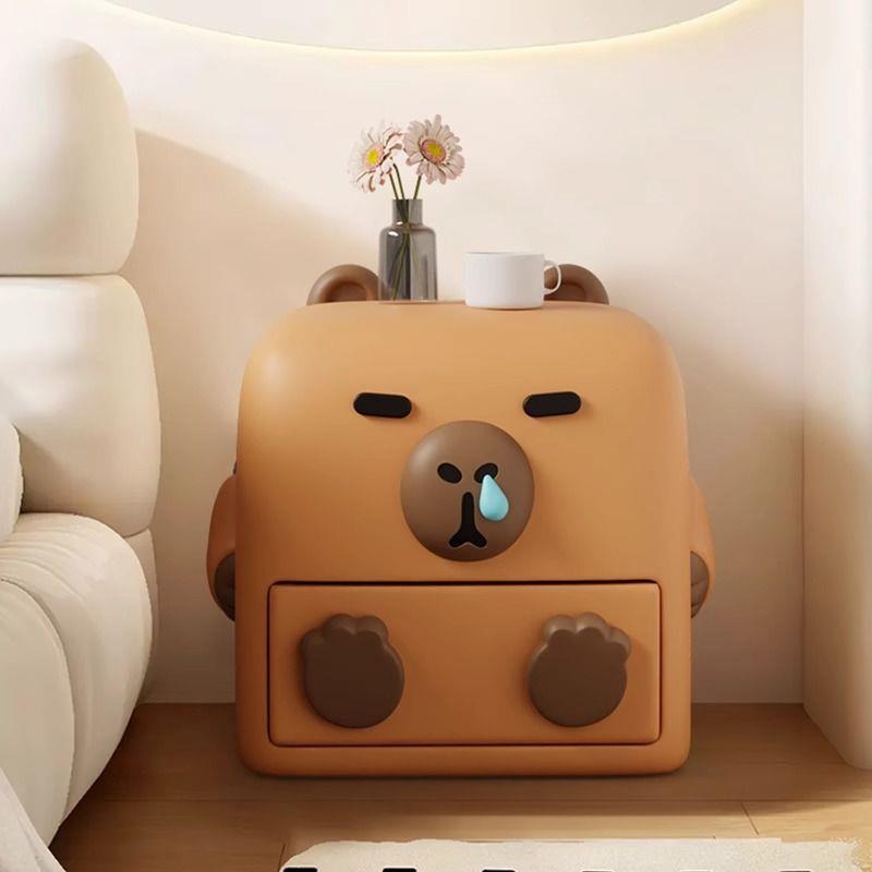 卡皮巴拉可爱儿童床头柜置物架卧室床边柜沙发边几矮凳创意小茶几