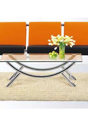 睿金橙色金融汽车4S店办公家用皮艺单人商务沙发茶几安吉椅盟