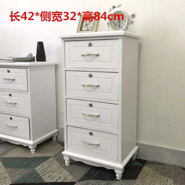 欧式实木床头柜带锁抽屉式收纳柜卧室白色斗柜多层木质柜子储物柜