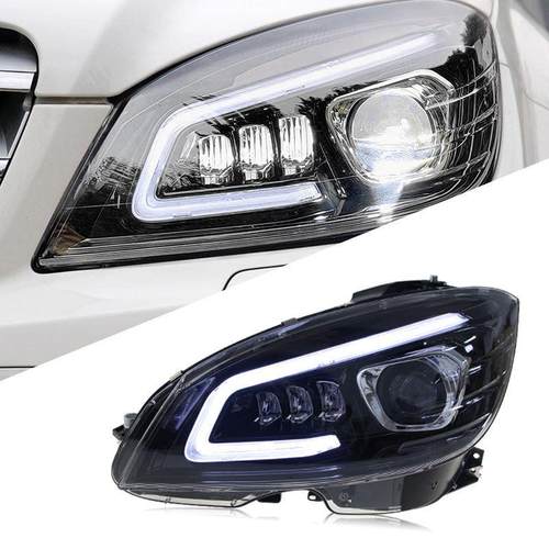 适用于07-10款奔驰C级W204大灯总成改装LED日行灯流水转向灯大灯