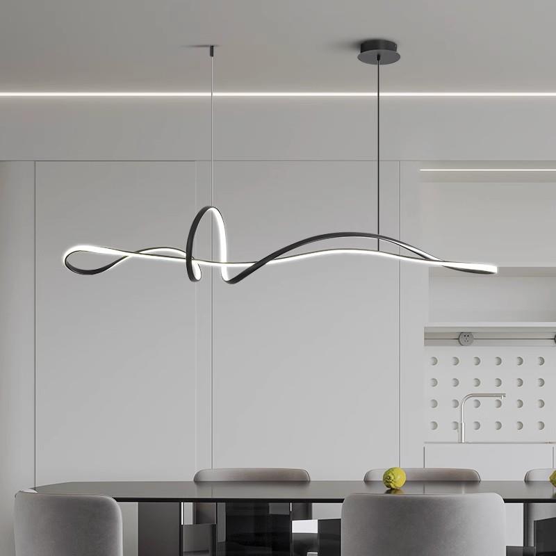 2025新款现代简约设计师款意式极简一字创意艺术异形餐桌餐厅吊灯