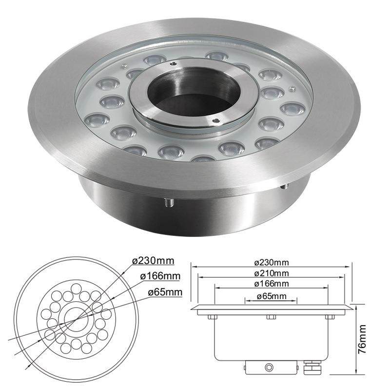 供应led中孔喷泉灯涌泉亮化RGB七彩混光水族鱼缸灯不锈钢水底灯